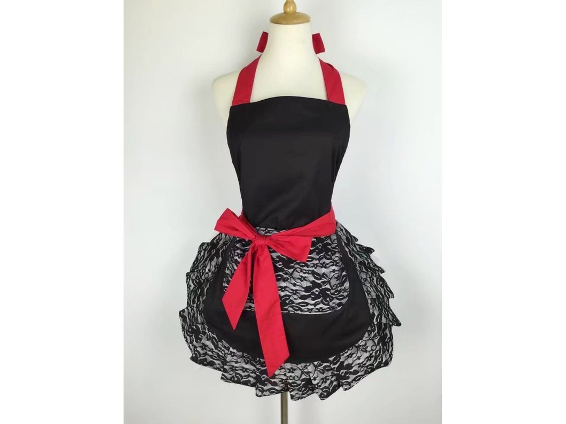 Braguitas retro sexys con bolsa ajustable para mujer, ideales para la cocina y como regalo (negro)