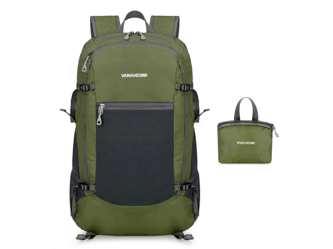 Mochila de viaje ultraligera y plegable, ideal para senderismo, escalada, ciclismo y acampada, resistente al agua, de color verde oscuro.