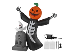 Decoración Hinchable De Halloween Con Calabaza Y Lápida Fantasma Con Luz Led 100-240v Plug Au Ip44