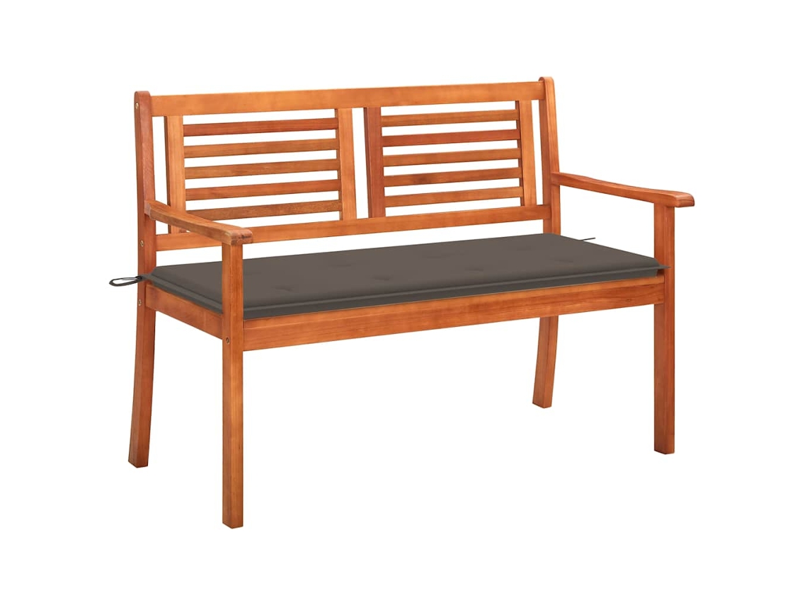 Banco de jardín de 2 plazas con cojín de 120 cm en eucalipto macizo, Dkd Home Decor