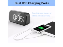 2026 Store-reloj Despertador Digital Pequeño Con Puerto Usb Brillo Ajustable Volumen Snooze Led 12/24h Para Dormitorio