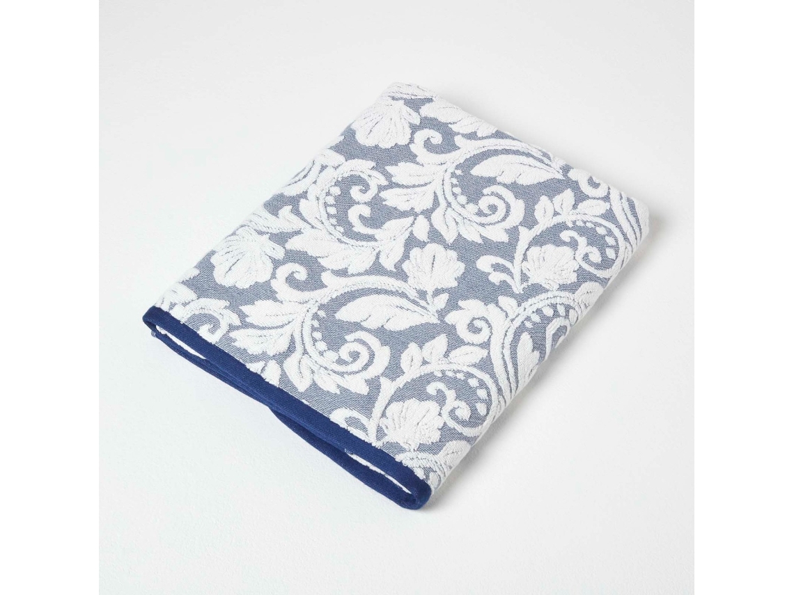 Homescapes Damask Turkish Cotton 600 Gsm Bath Sheet Navy
