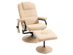 Poltrona elétrica reclinável com massagem vibratória, aquecimento, porta USB, controle remoto (creme) S/MARCA