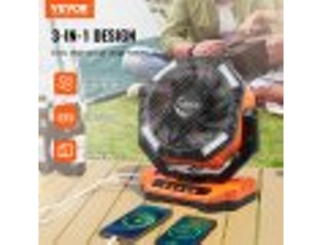 VEVOR 330, ventilador portátil recargable de 2 mm con temporizador rotativo de 4 velocidades linterna LED