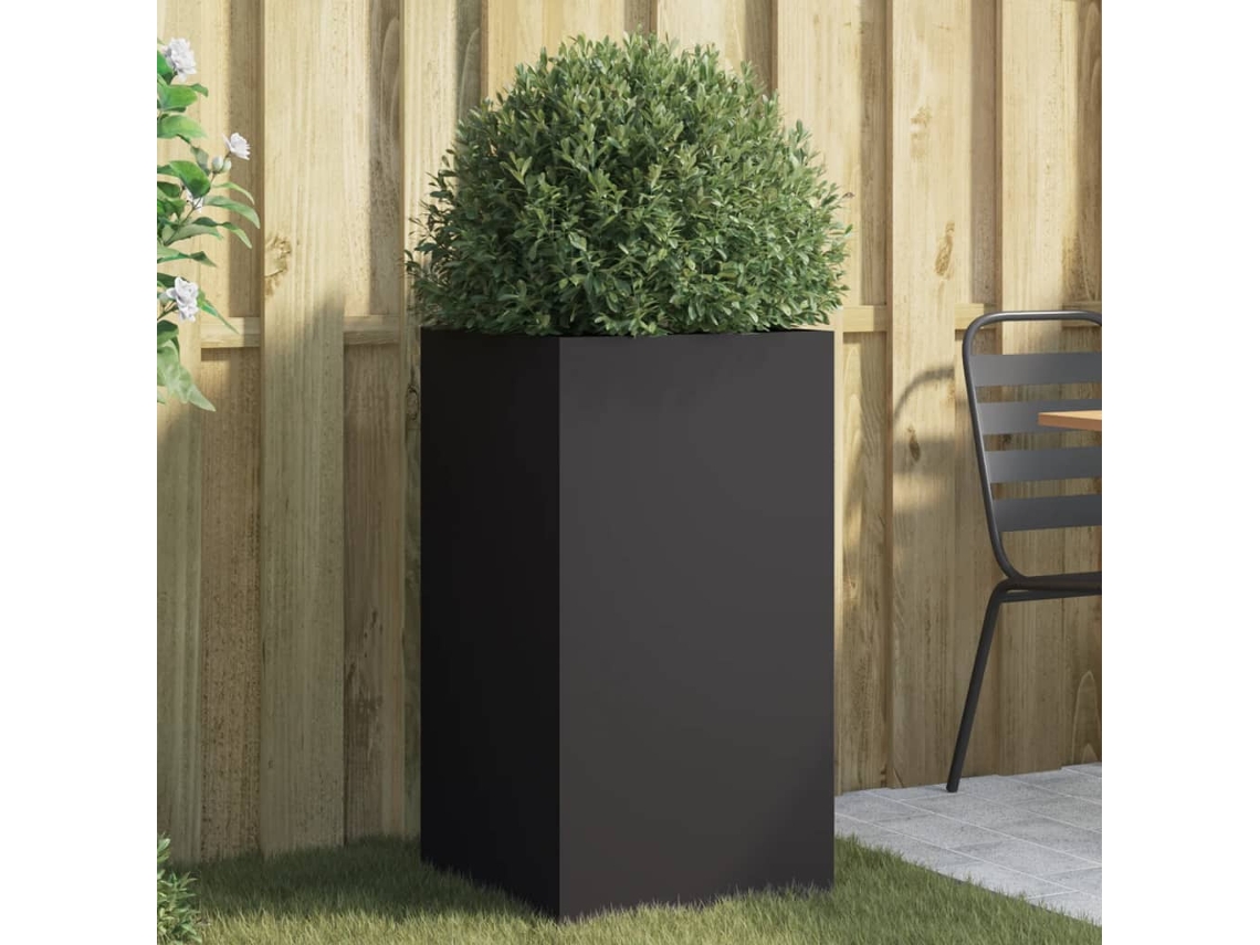 Jarrón/jardinera 42x38x75 cm Acero Negro Dkd Home Decor
