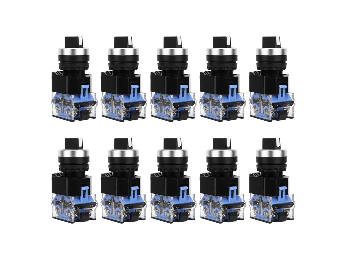 2026velora-10pcs Interruptor Rotativo Selector De 3 Posiciones Bem38-20x/33 22mm Auto Reset Momentáneo