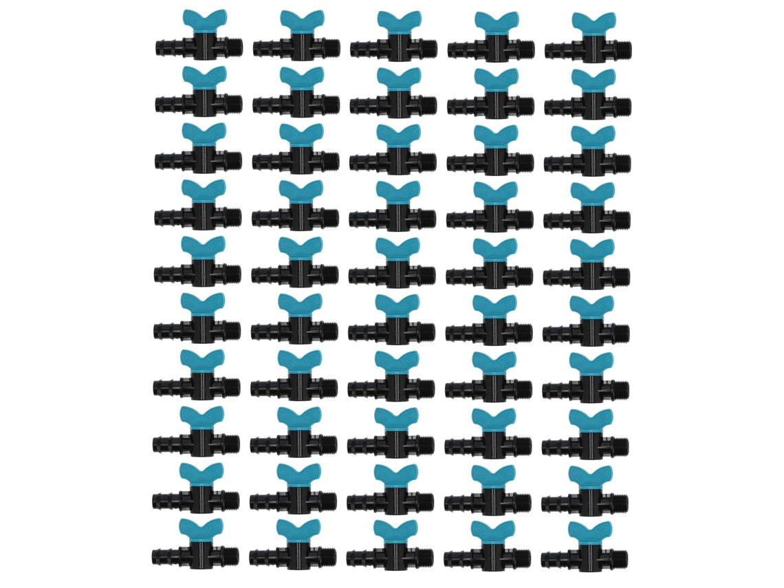 50 válvulas de riego de plástico, rosca macho de 16 x 3/4 pulgadas
