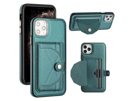 Funda Mobile Phone Cases Shockproof With Card para iPhone 11 Pro Max Piel Marrón