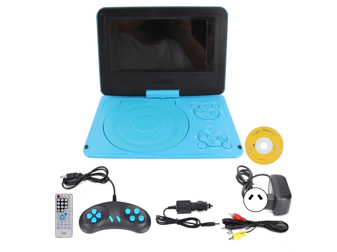 Mali reprodutor de Dvd Portátil Hd de 6.8 Polegadas Multifuncional para Carro e Exterior Infantil (azul)