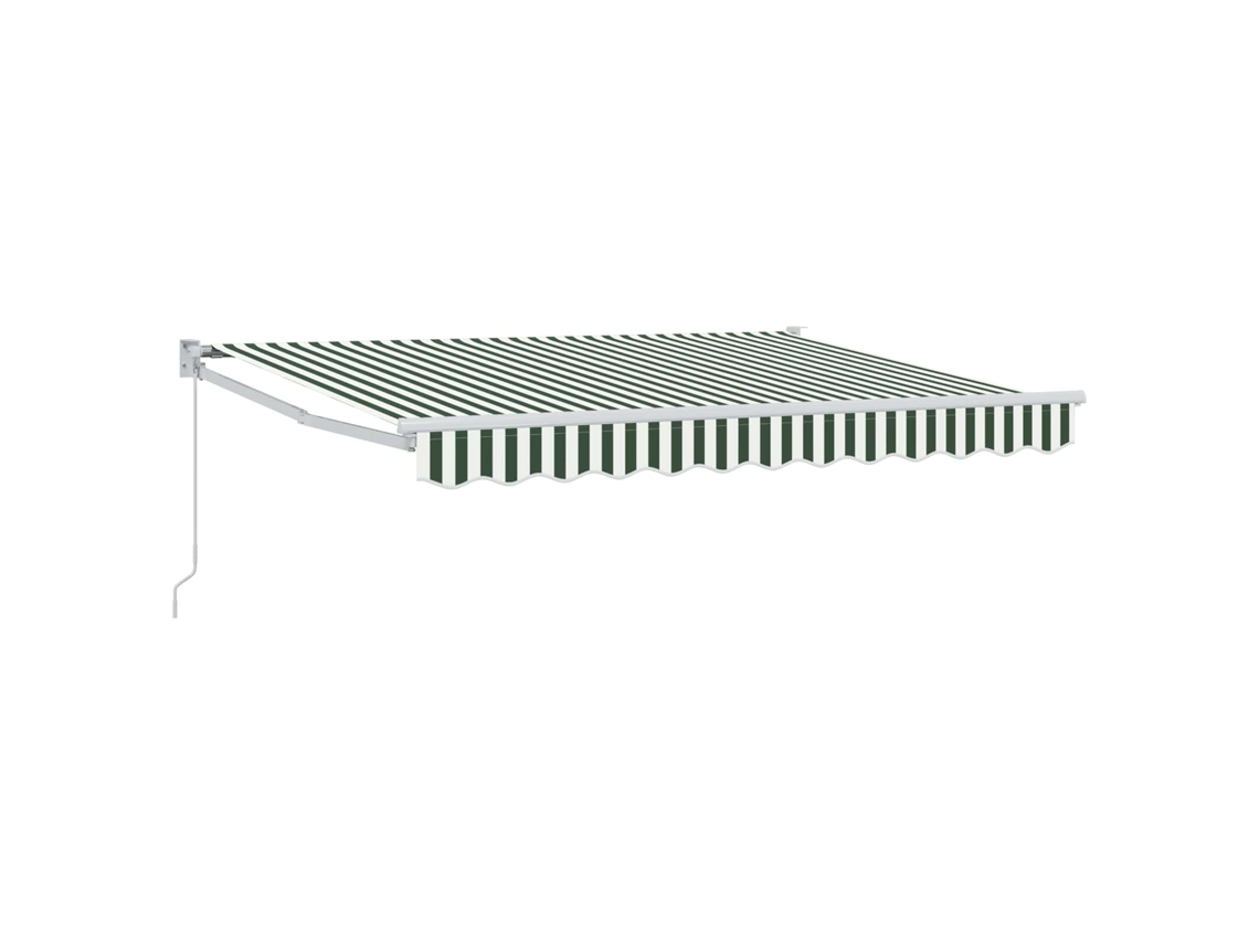 Toldo retráctil manual Vidaxl, verde y blanco, 3 x 2 m