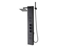 Sistema de ducha de columna Succebuy en acero inoxidable negro, dimensiones 1240 x 200 x 545 mm