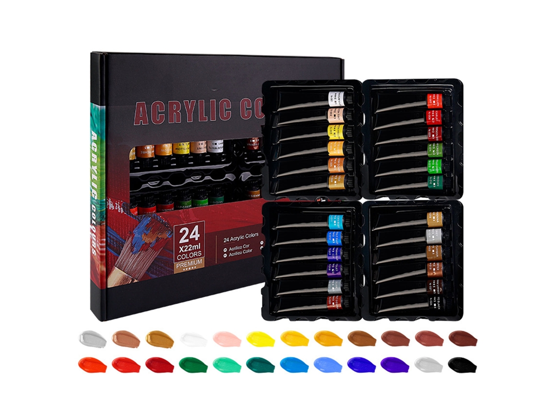 Set De Acuarelas, 24 Tubos, 22 Ml, Para Artistas Principiantes, Adultos Y Niños.