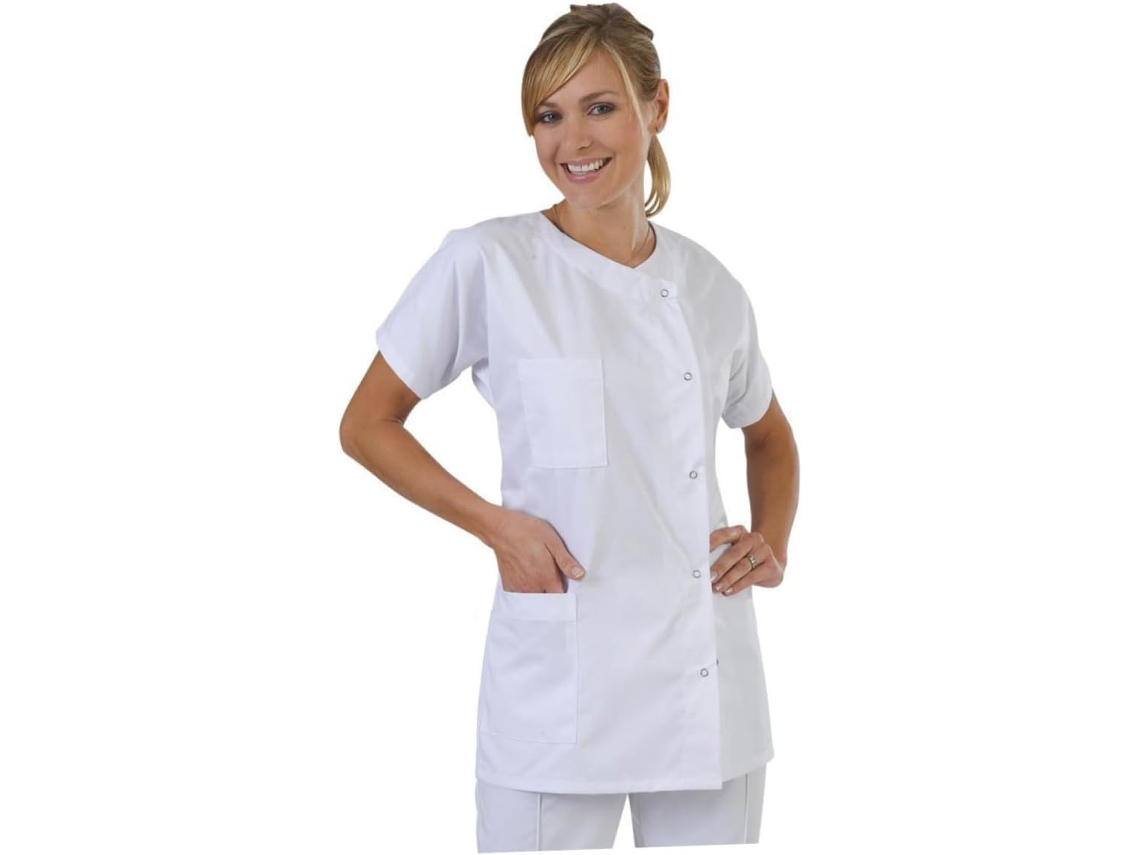 Blusa Médica Blanca Unisex De Manga Corta Para Trabajo De Enfermería Y Cosplay - Cómoda Y