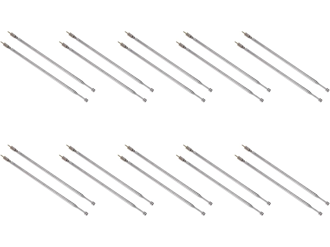10 Pares De Antenas De Radio Universales Am/fm Telescópicas De Acero Inoxidable De 4 Secciones Y 62,5 Cm (24,6 Pulgadas)