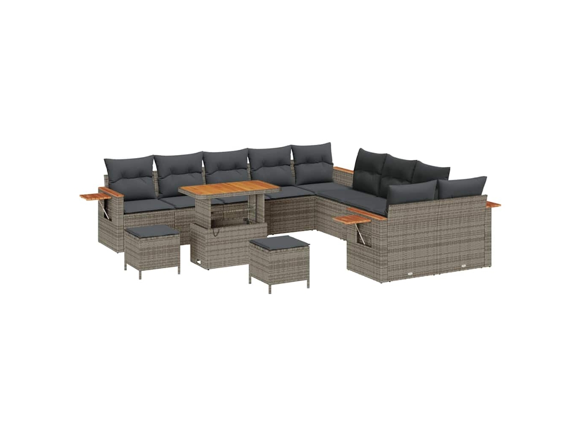 Maison Exclusive - Conjunto de sofás de jardín con cojines, 13 piezas, gris