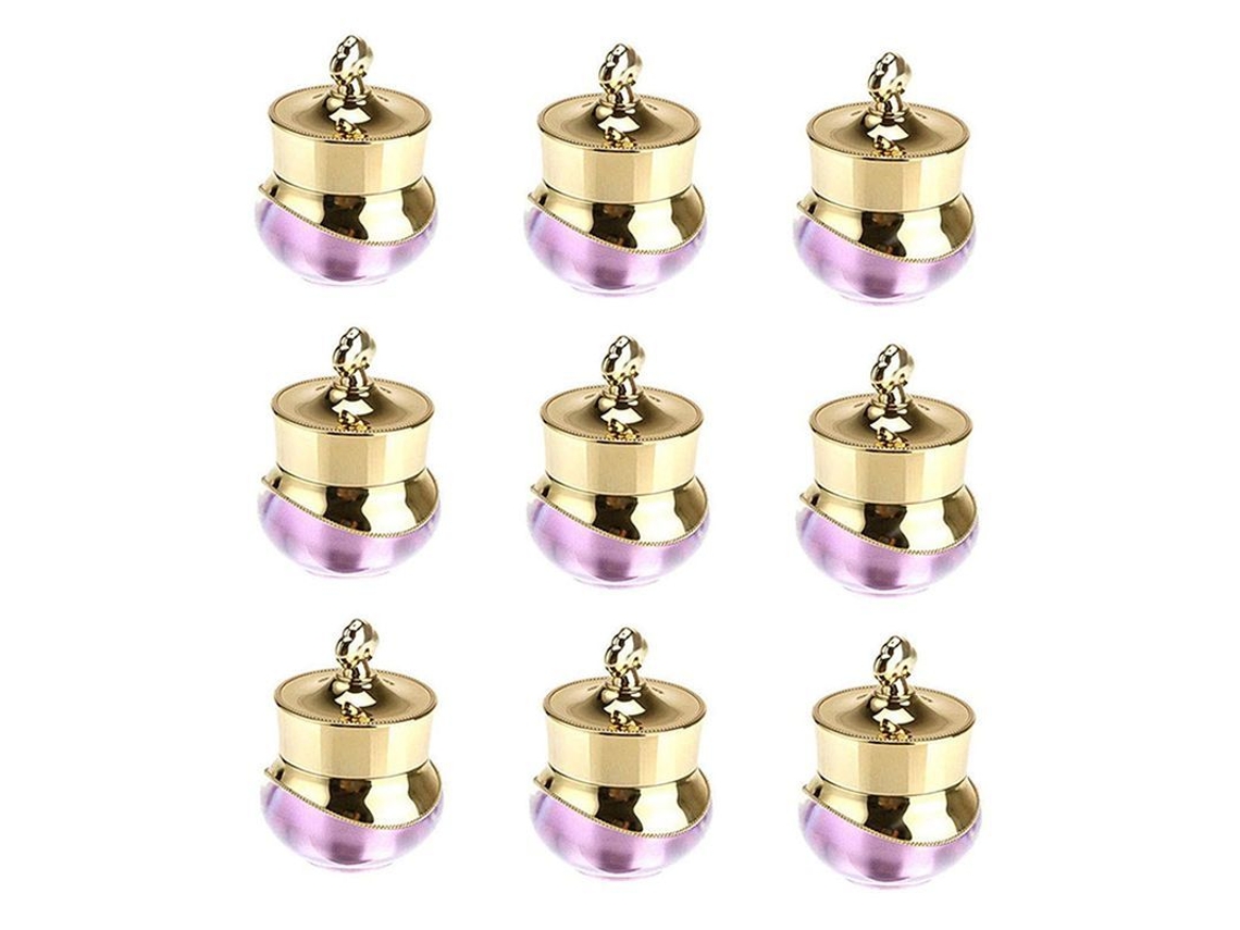Paquetes De 10 Envases Recargables De 5 G Para Pintalabios, De Plástico Morado Con Tapa, Para Muestras Cosméticas.