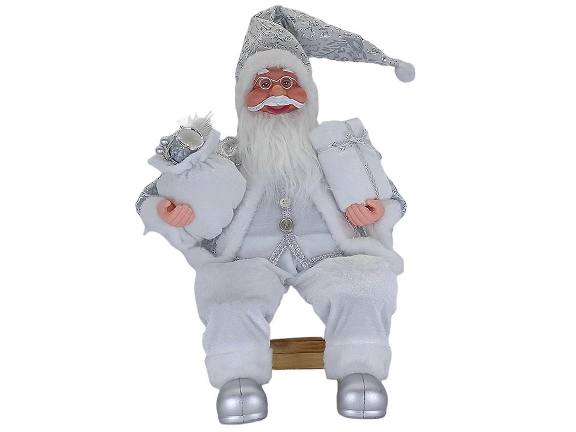 Rebe-papá Noel Sentado 50cm, Deco Navideña De Alta Calidad, Regalo Y Decoración Para Hogar Plata