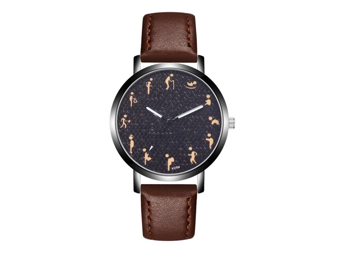 Elegante Reloj De Pulsera De Cuero Para Parejas Con Esfera Redonda Y Movimiento De Cuarzo (color Café Oscuro).