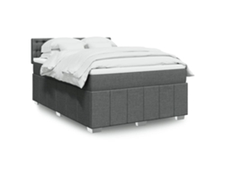 Cama box spring con colchón tela gris oscuro 140x200 cm