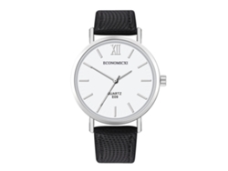 Reloj de pulsera analógico de cuarzo con correa de PU informal para hombre y mujer (negro y blanco)