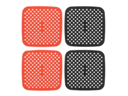 Tapetes de silicona antiadherentes reutilizables para freidoras de aire, lavables, de 18,5 cm, en rojo y negro.