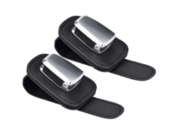 Soporte Universal Para Gafas De Sol Para Parasol De Coche, 2 Unidades, Cuero Negro Y Clip De Aluminio.