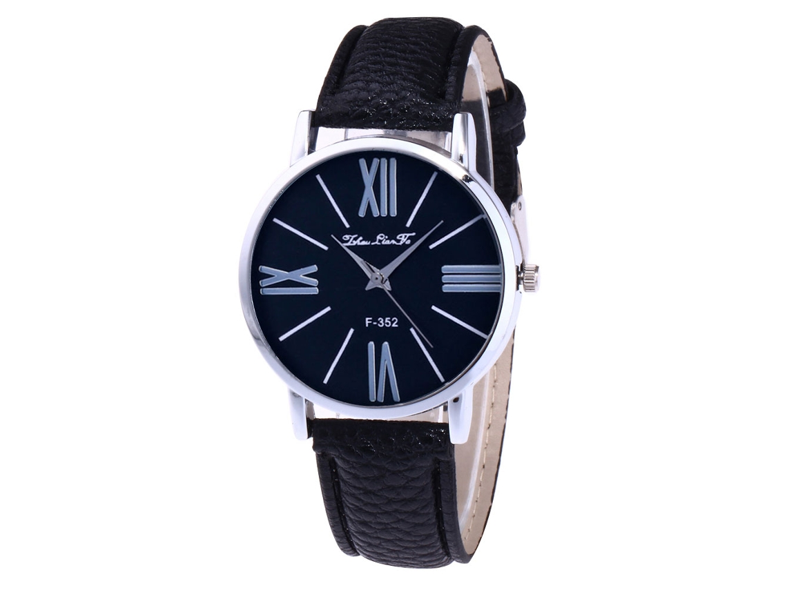 Reloj De Pulsera De Aleación Con Dial Redondo Analógico De Cuarzo Para Mujer Negro