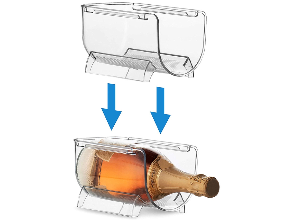 Organizador de botellas de vino transparente, botellero de plástico apilable para cocina, despensa o refrigerador