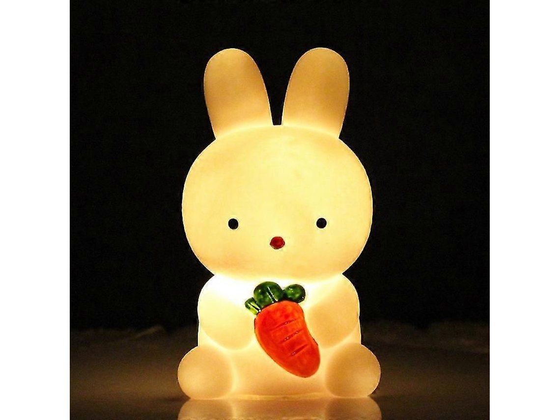Omni-lámpara De Noche Led Conejo Pascua Con Zanahoria/corazón Para Niños, Lámpara De Mesita, Adorno Animal Pascua Conejo Zanahoria B--