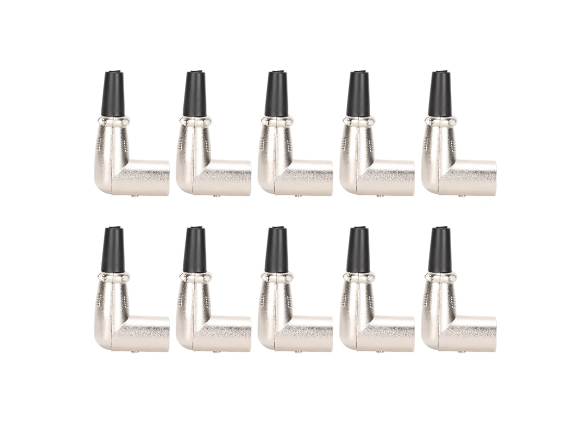 Conector Xlr Macho De Cotovelo 3 Pinos Metal Estável Para Cabo De Microfone Diy 10pcs