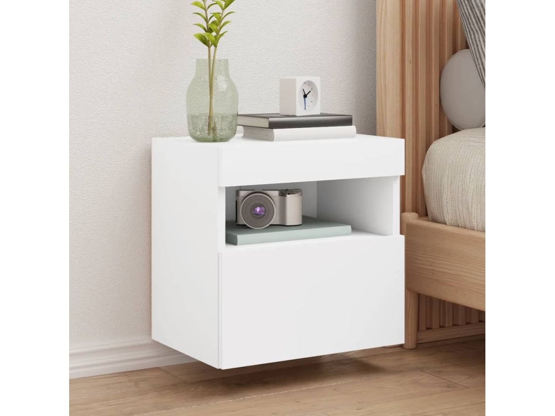 Muebles De Tv De Pared Con Luces Led 2 Uds Blanco 40x30x40 Cm