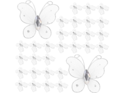 50 Piezas De Adornos De Malla Blanca Para El Hogar, Ideales Para Fiestas, Bodas Y Árboles De Navidad.