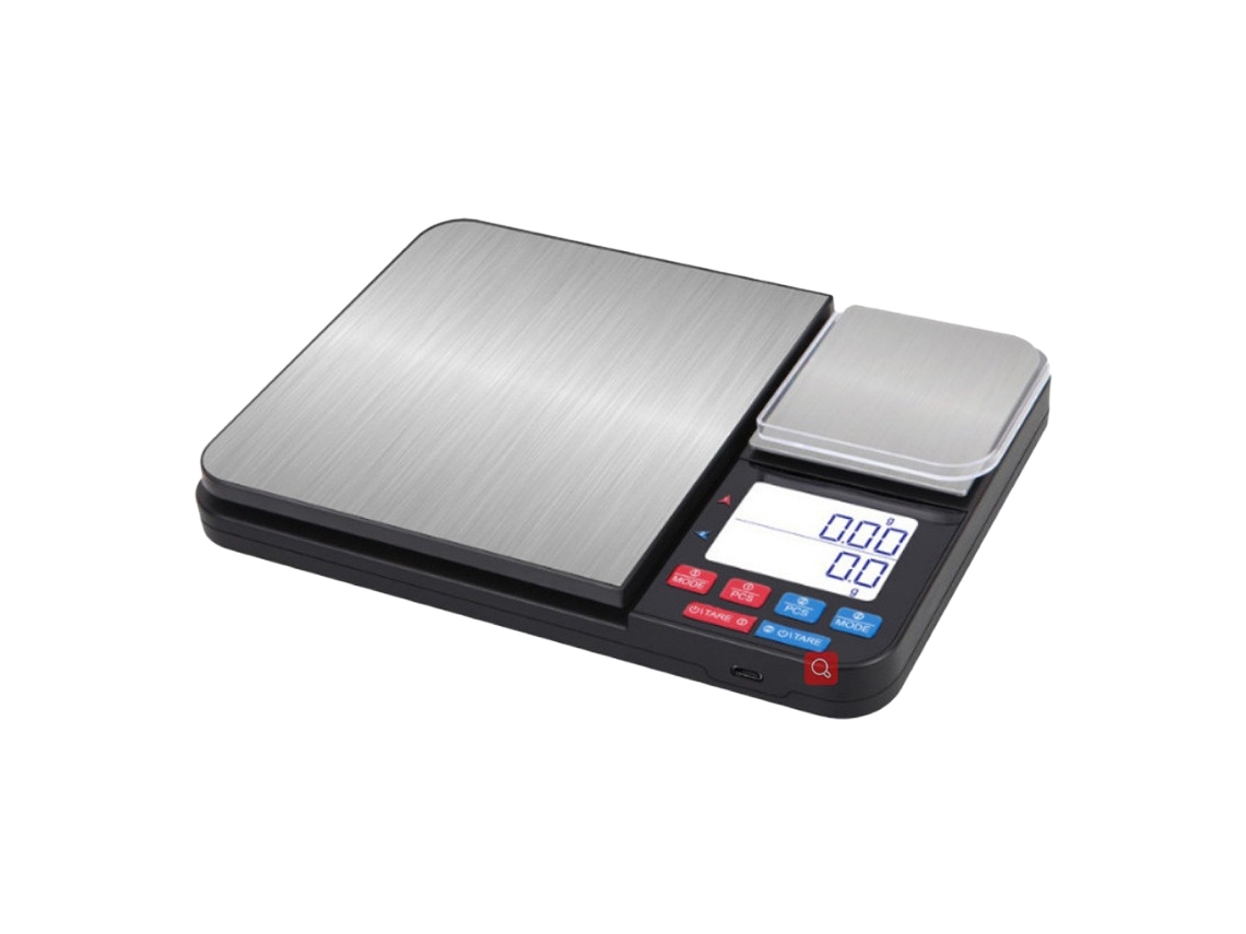 Báscula digital de cocina Truyuety con plataforma doble, capacidad de 22 lb (17,6 oz), precisión de 0,01 oz/0,001 oz, acero inoxidable, paquete de 7
