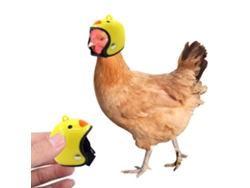 Casco con diseño de pollo de dibujos animados para mascotas pequeñas: ajustable y seguro.