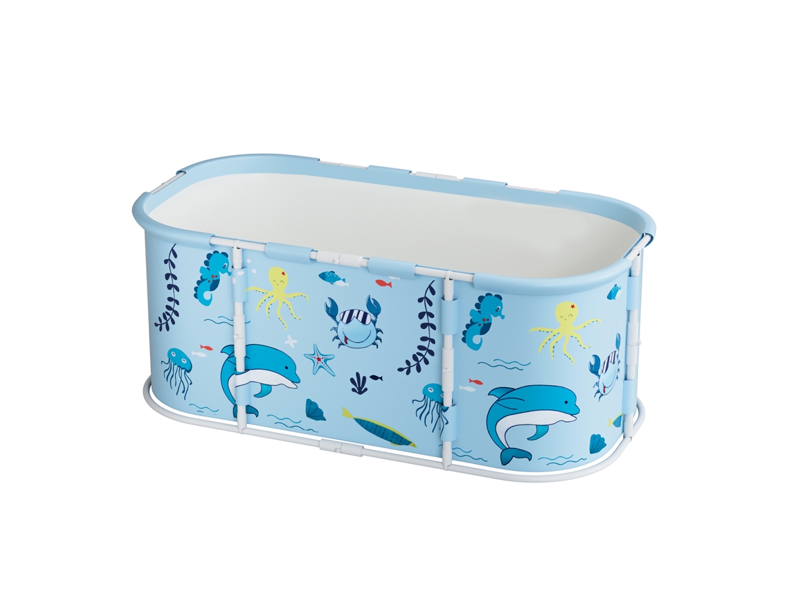 Bañera Plegable Flasidu Para Adultos, Soporte Engrosado, Estampado Oceánico, Independiente, Tela Oxford, 115 X 60 X 50 Cm
