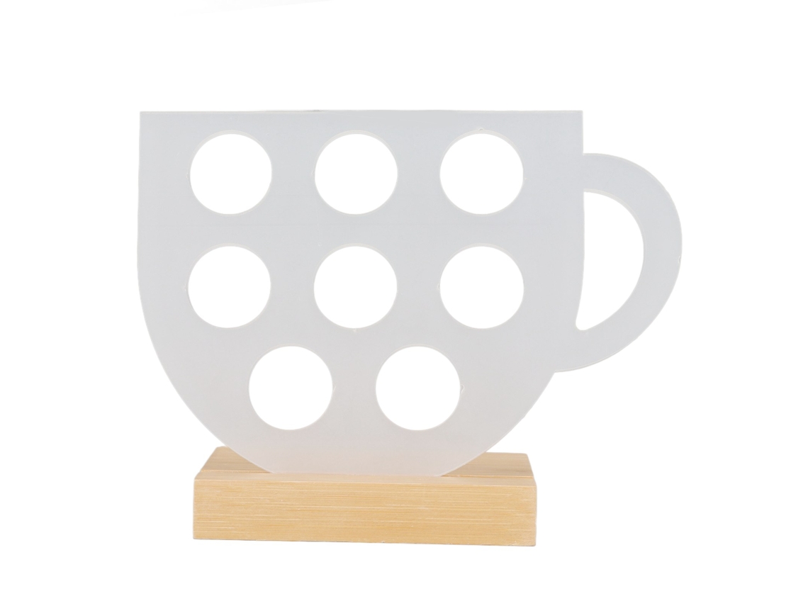 Soporte Acrílico Para Cápsulas De Café Con 8 Orificios Y Base De Bambú.