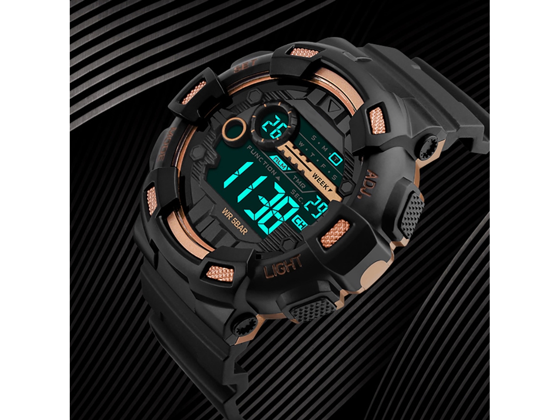 Reloj Digital Skmei 1243 Para Hombre, Resistente Al Agua Hasta 5 Atm, Multifuncional.