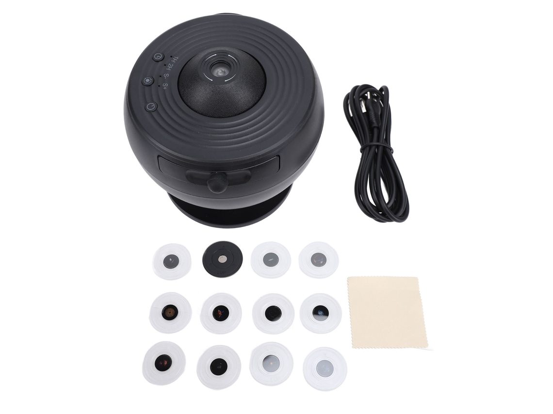 Proyector De Estrellas Con 12 Discos De Película, Lámpara De Planetario Para Dormitorio/hogar, Negro.