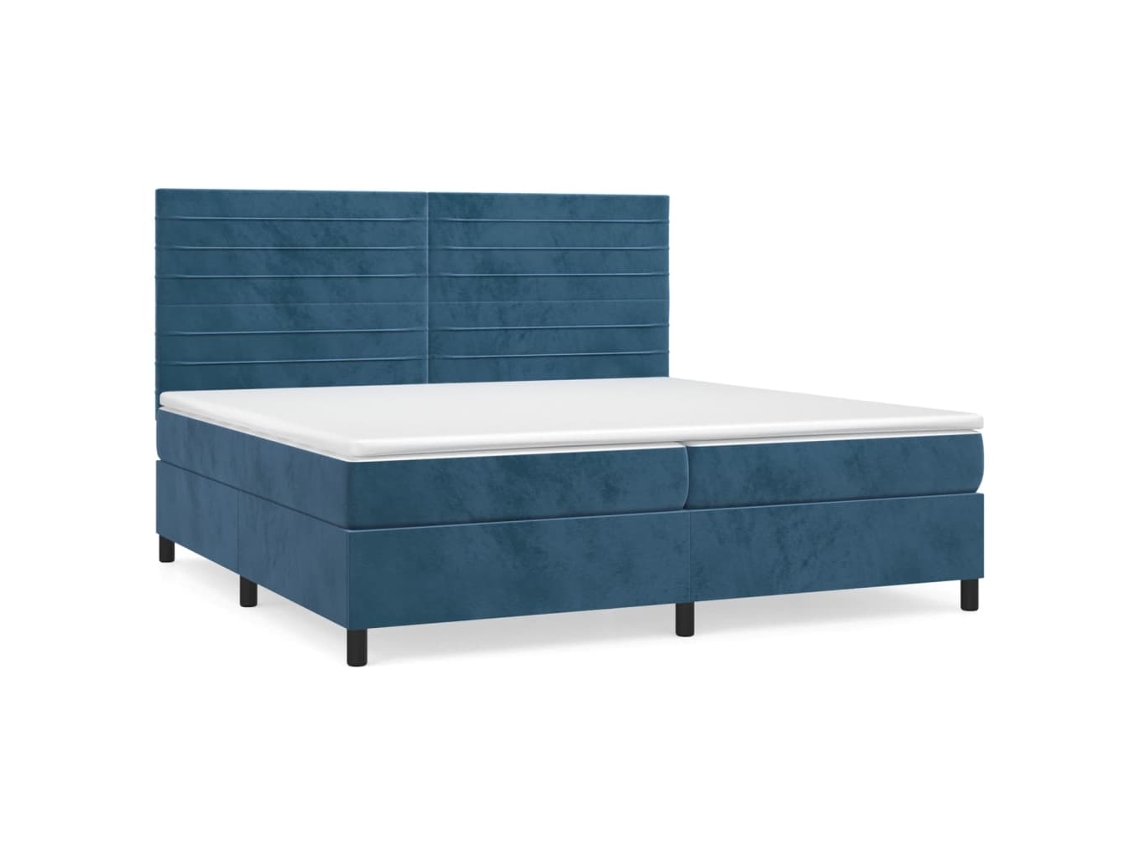 Maison Exclusive - Cama Box Spring Con Colchón Terciopelo Azul Oscuro 200x200 Cm