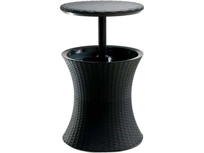 Keter Mesa de bar nevera Rattan antracita 203835