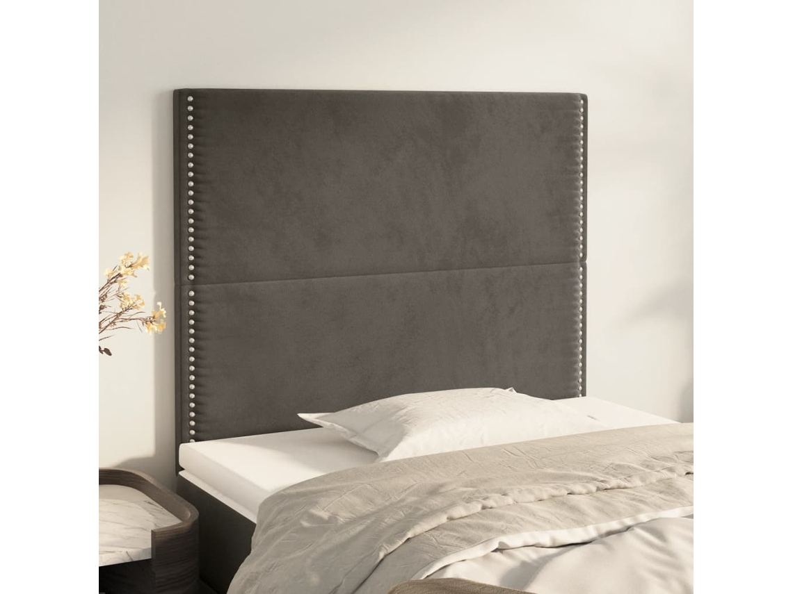 Cabeceros 2 Unidades De Terciopelo Gris Oscuro 100x5x78/88 Cm