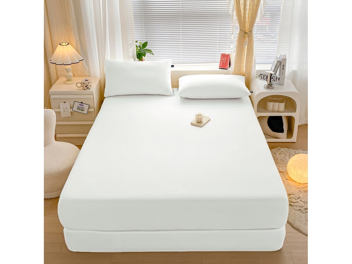 Juego De Sábanas 4 Piezas (sábana Bajera, Sábana Encimera Y Dos Fundas De Almohada) Para 150 X 200 Cm, Blanco Digitallab