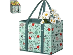 Bolsas de compra, bolsas de compra reutilizables, bolsa de picnic plegable de gran capacidad en tela no tejida, base reforzada de GOKOCO