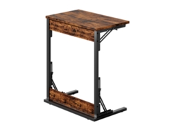 Mesa Auxiliar Plegable C 60x37x71 Cm - Metal, Patas Ajustables, Multiuso - Marrón