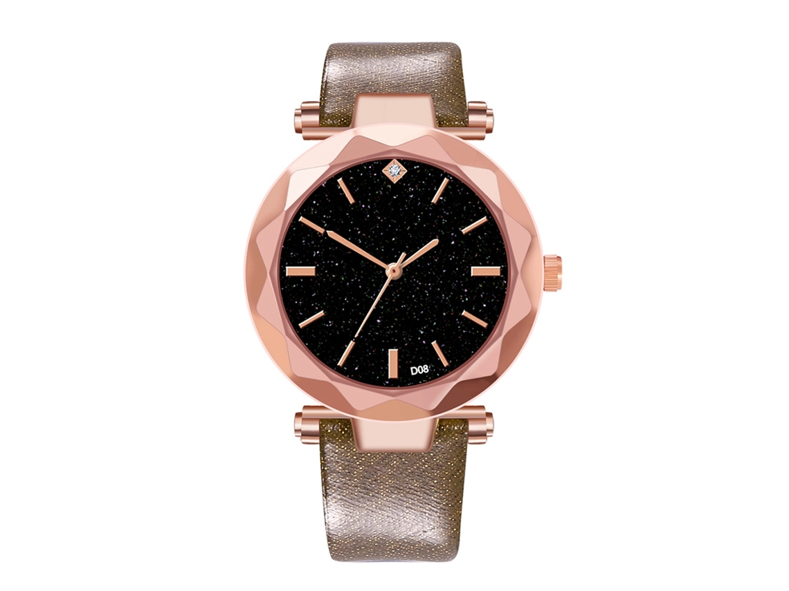 Reloj De Pulsera Analógico Con Correa De Pu De Moda Cuadro Redondo Cuarzo Café Para Mujer Y Hombre