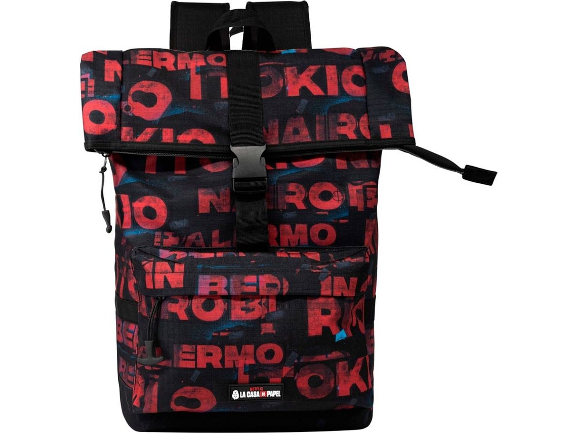 Mochila LA CASA DE PAPEL Cities Flap (Rojo - 34x43x12cm)