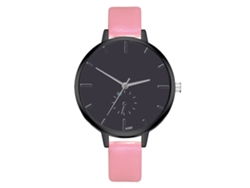 Reloj De Pulsera De Cuarzo Informal Para Mujer Con Correa De Pu Y Esfera Redonda - Rosa