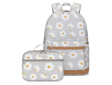 Bolso de hombro pequeño margarita impresión bolso de hombro estudiante mochila escolar ligero 14 pulgadas mochila femenina Gris
