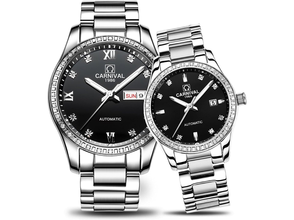 Reloj Ushion de acero inoxidable con cristal de zafiro blanco plateado