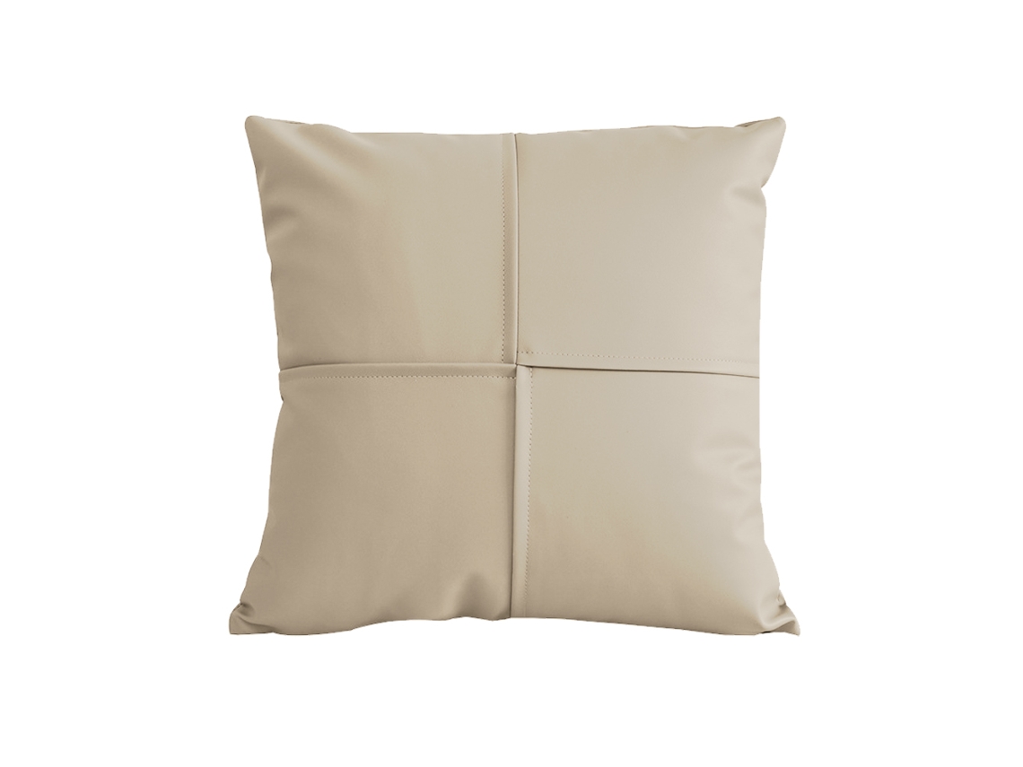 Funda De Almohada De Cuero Sintético De Color Puro: Moderna Y Sencilla Con Costuras.